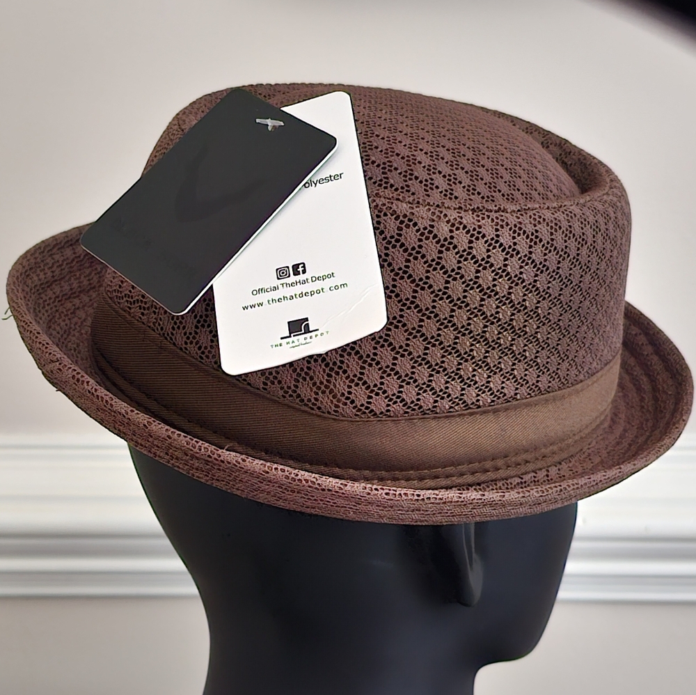 Mesh Pork Pie Hat Brown